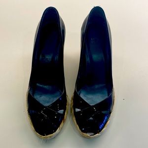 Stuart Weitzman shoes wedge, black, insole 9 inches.